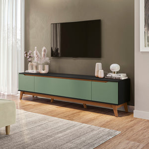 Mueble TV 85" Kappesberg 218cm con 3 Puertas Negro/Verde