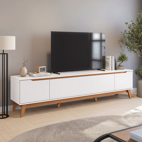 Mueble TV 85" 3 Puertas 218cm Blanco Kappesberg