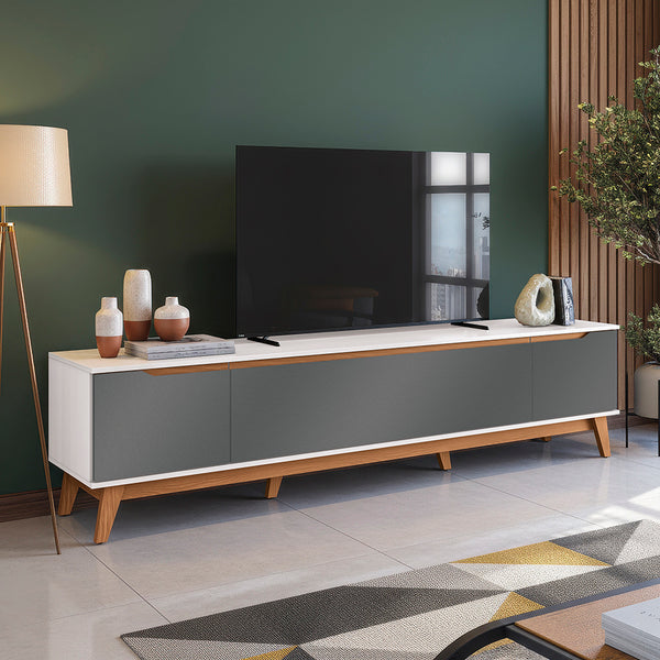 Rack TV Kappesberg 218cm Blanco/Gris 3 Puertas