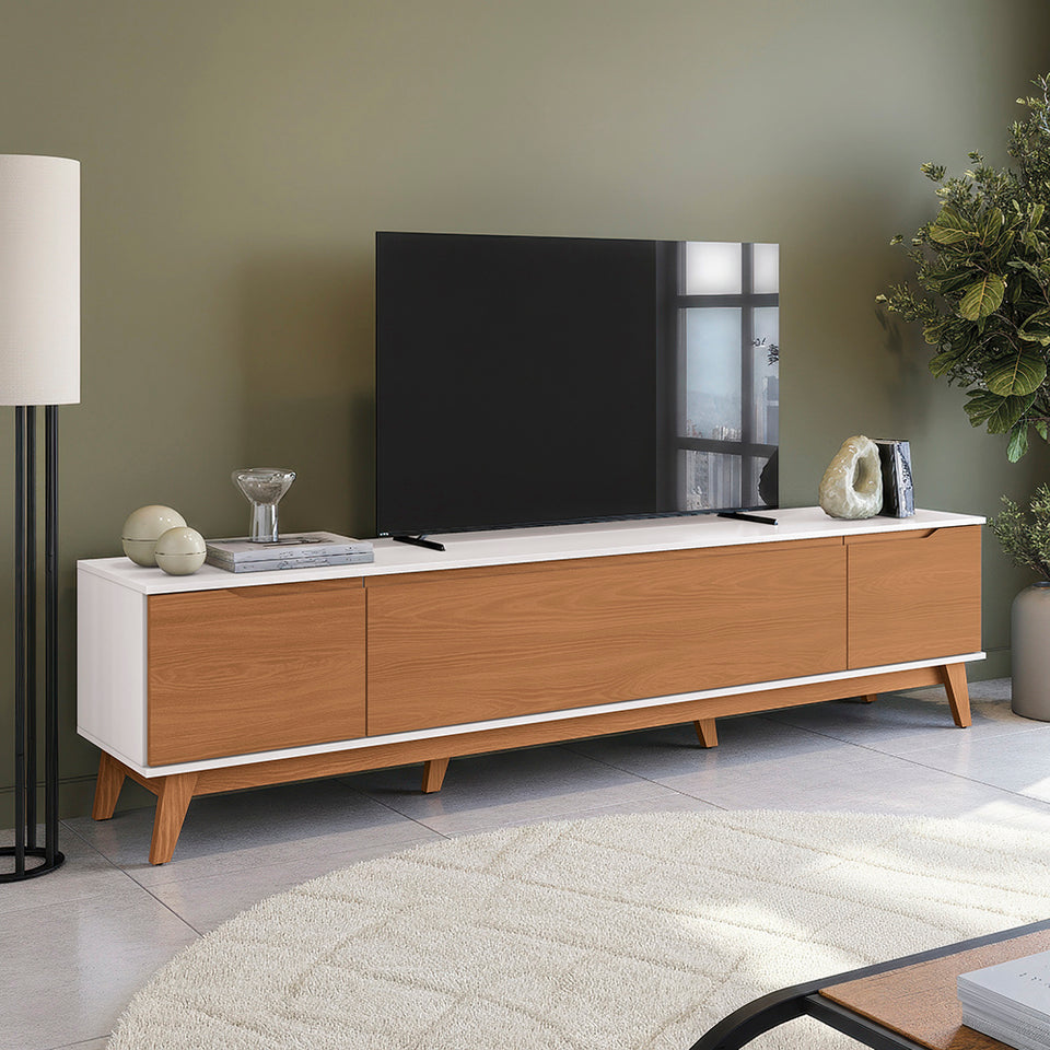 Rack TV Kappesberg 218cm Blanco/Canela 3 Puertas