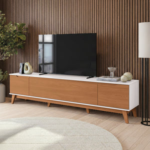 Mueble TV 85" 3 Puertas 218cm Blanco/Canela Kappesberg