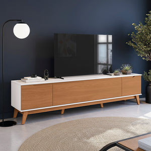 Rack TV 85" 218cm Blanco/Canela 3 Puertas Kappesberg