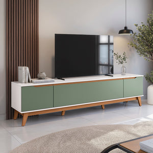 Rack TV 85" 218cm Blanco/Verde 3 Puertas Kappesberg