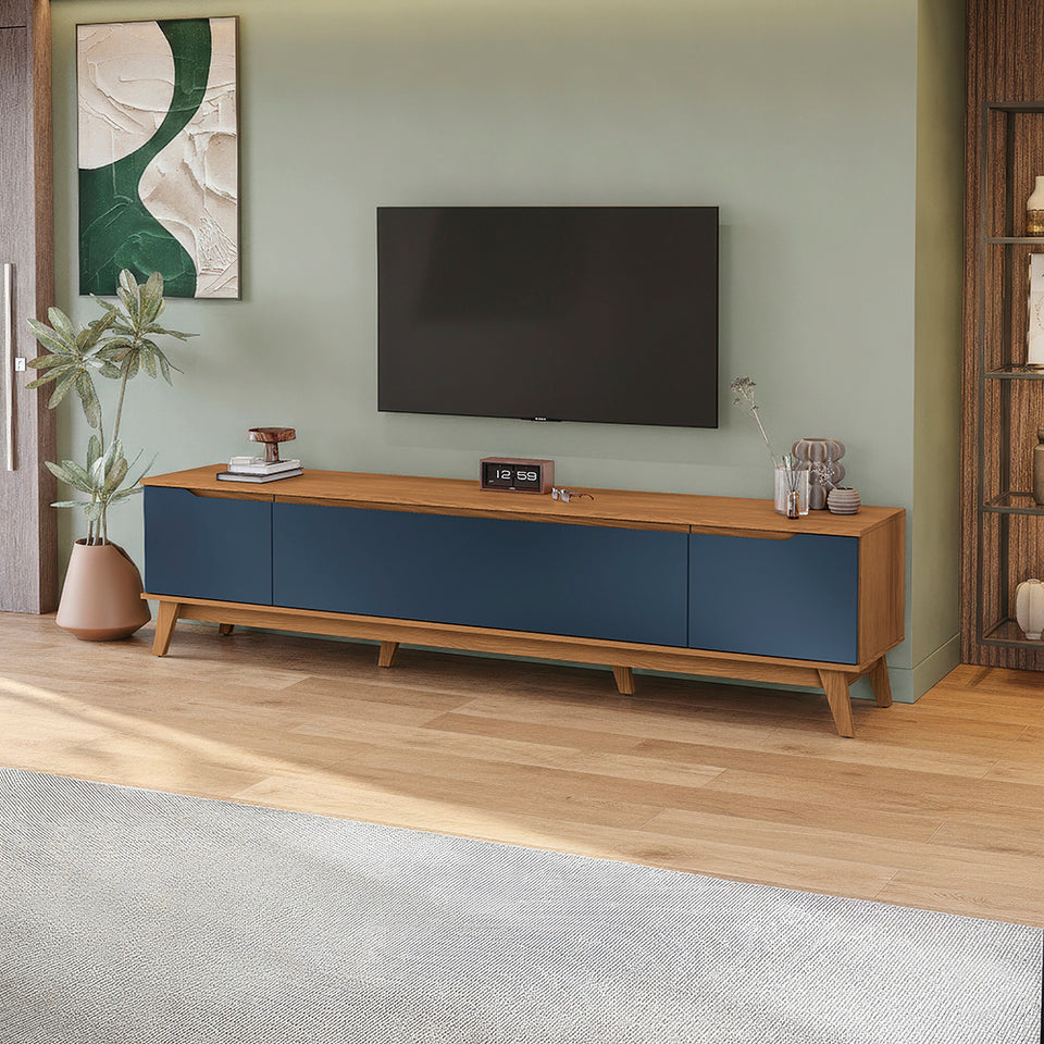 Rack TV Kappesberg 218cm Canela/Azul 3 Puertas
