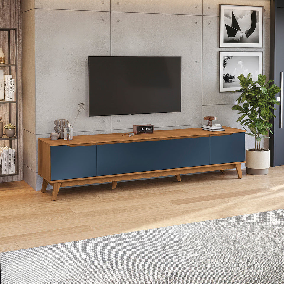 Rack TV 85" 218cm Canela/Azul 3 Puertas Kappesberg