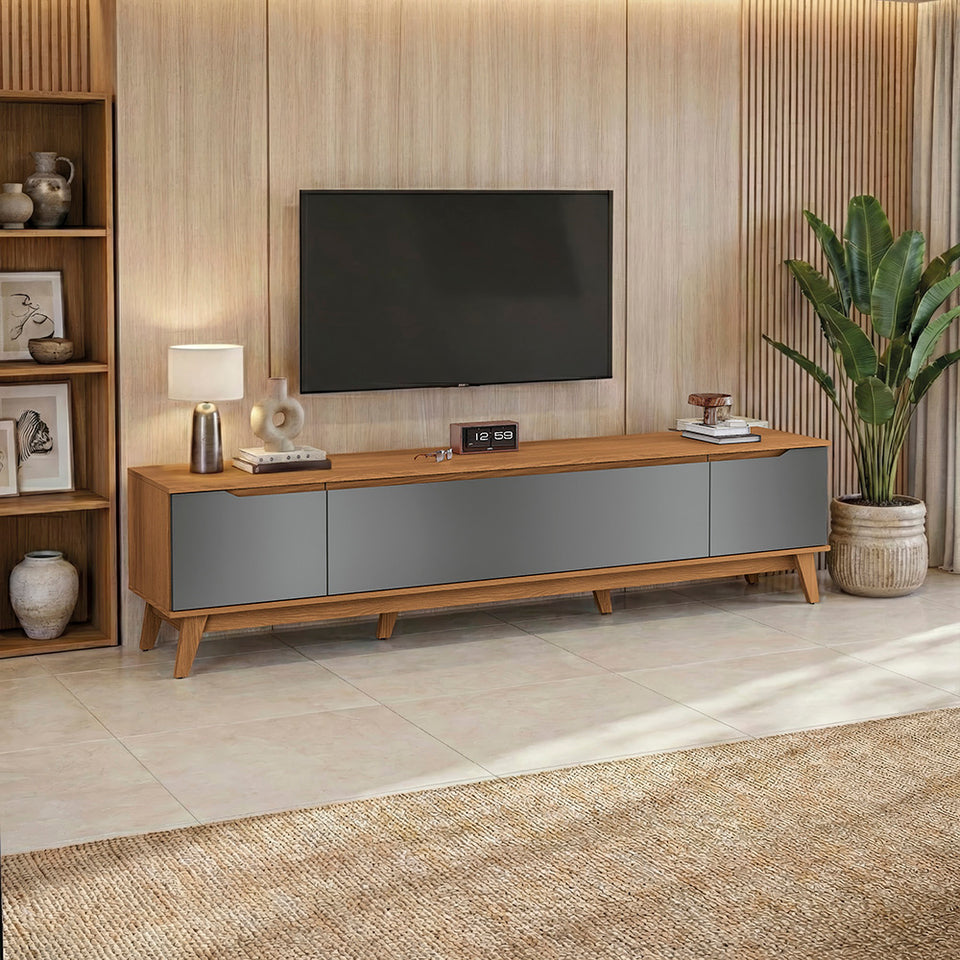 Mueble TV 85" 3 Puertas 218cm Canela/Gris Kappesberg