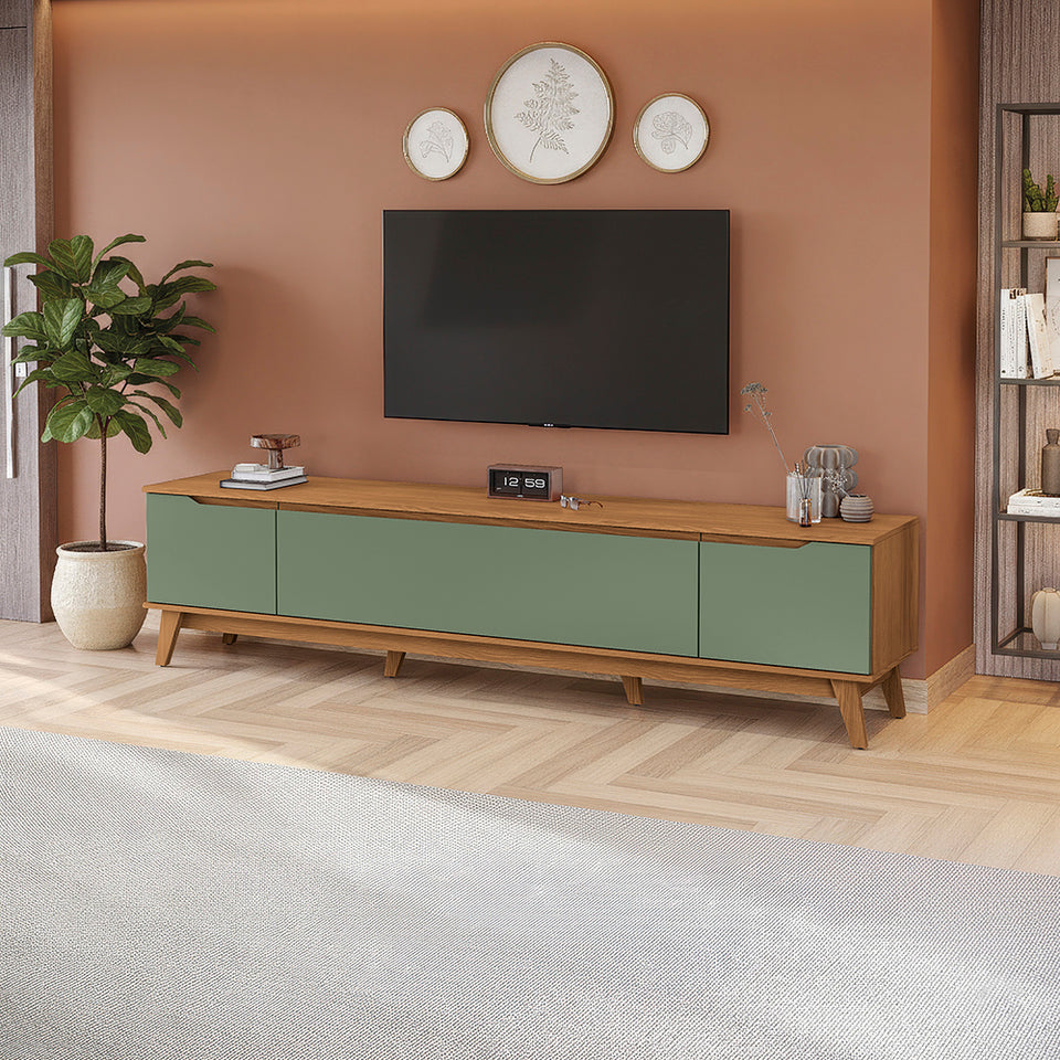 Mueble TV 85" 3 Puertas 218cm Canela/Verde Kappesberg