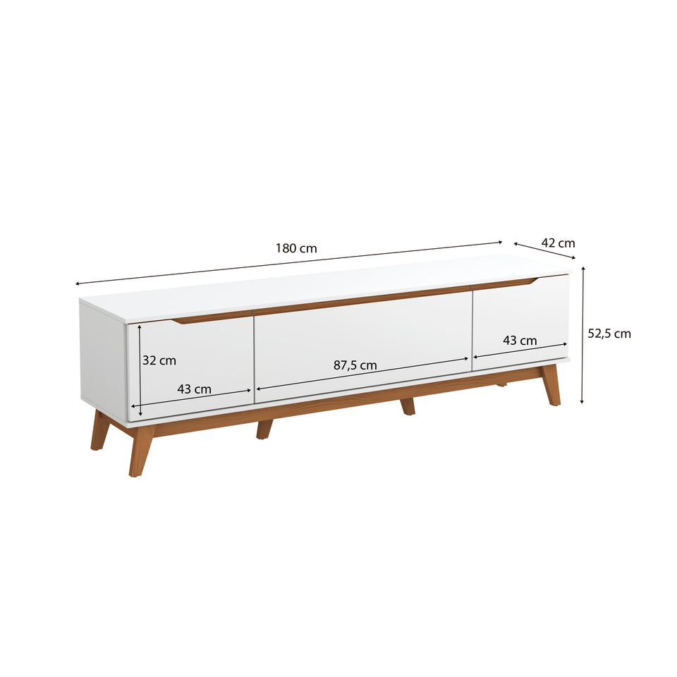 Mueble TV 75" Kappesberg 180cm con 3 Puertas Blanco