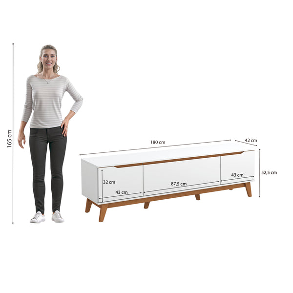 Mueble TV 75" Kappesberg 180cm con 3 Puertas Blanco