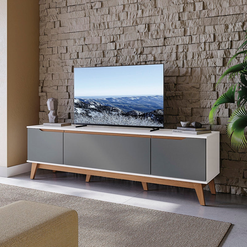 Mueble TV 75" Kappesberg 180cm con 3 Puertas Blanco/Gris