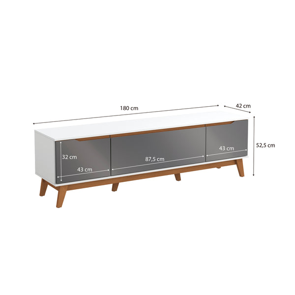 Mueble TV 75" Kappesberg 180cm con 3 Puertas Blanco/Gris