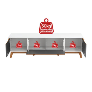 Mueble TV 75" Kappesberg 180cm con 3 Puertas Blanco/Gris