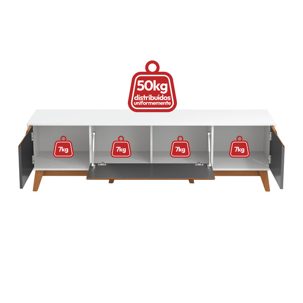 Mueble TV 75" Kappesberg 180cm con 3 Puertas Blanco/Gris