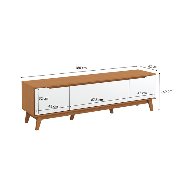 Mueble TV 75" Kappesberg 180cm con 3 Puertas Canela/Blanco