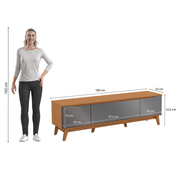 Mueble TV 75" Kappesberg 180cm con 3 Puertas Canela/Gris