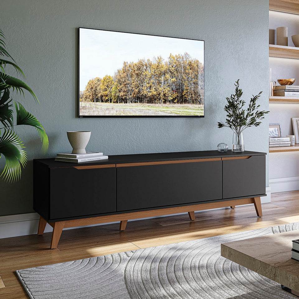 Mueble TV 75" Kappesberg 180cm con 3 Puertas Negro