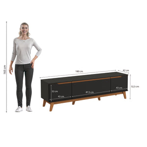 Mueble TV 75" Kappesberg 180cm con 3 Puertas Negro