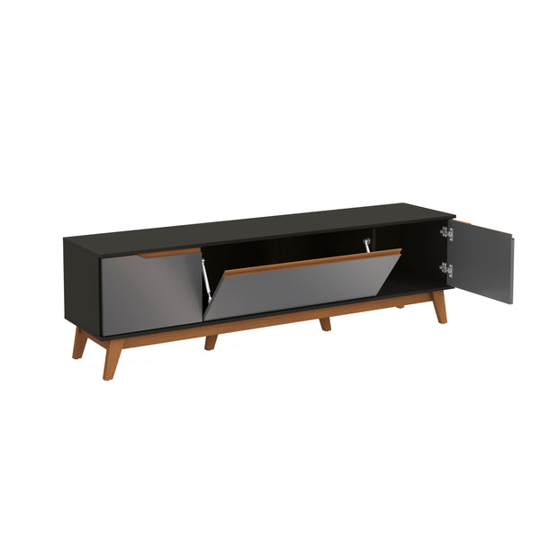 Mueble TV 75" Kappesberg 180cm con 3 Puertas Negro/Gris