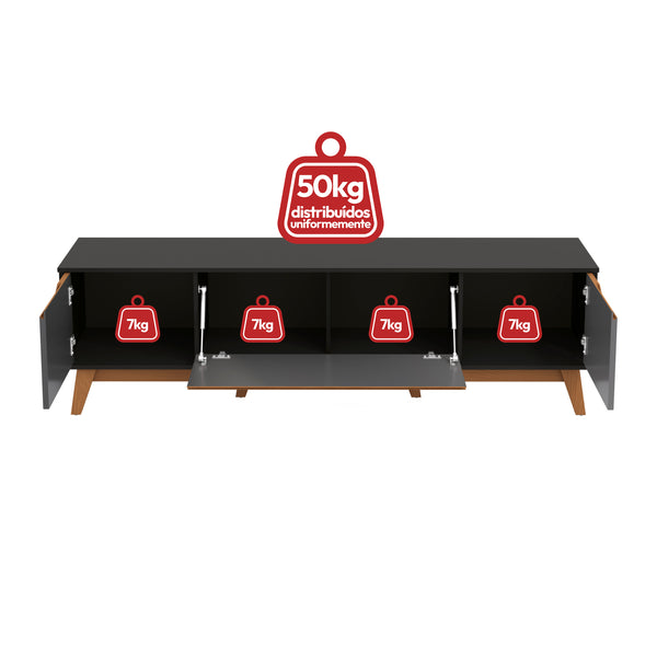 Mueble TV 75" Kappesberg 180cm con 3 Puertas Negro/Gris