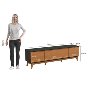 Mueble TV 75" Kappesberg 180cm con 3 Puertas Negro/Canela