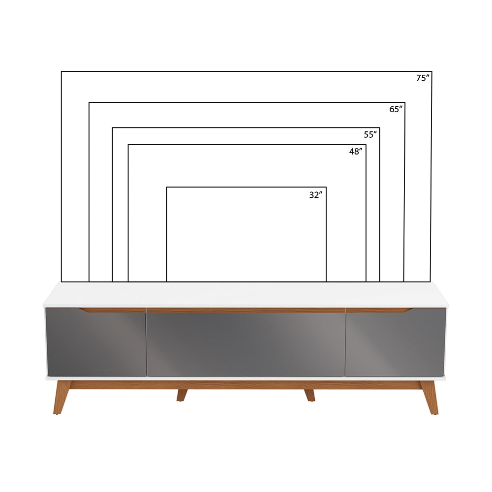 Mueble TV 75" Kappesberg 180cm con 3 Puertas Blanco/Gris