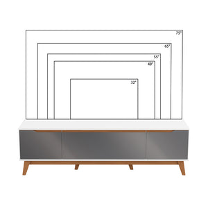 Mueble TV 75" Kappesberg 180cm con 3 Puertas Blanco/Gris