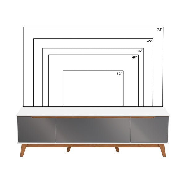Mueble TV 75" Kappesberg 180cm con 3 Puertas Blanco/Gris
