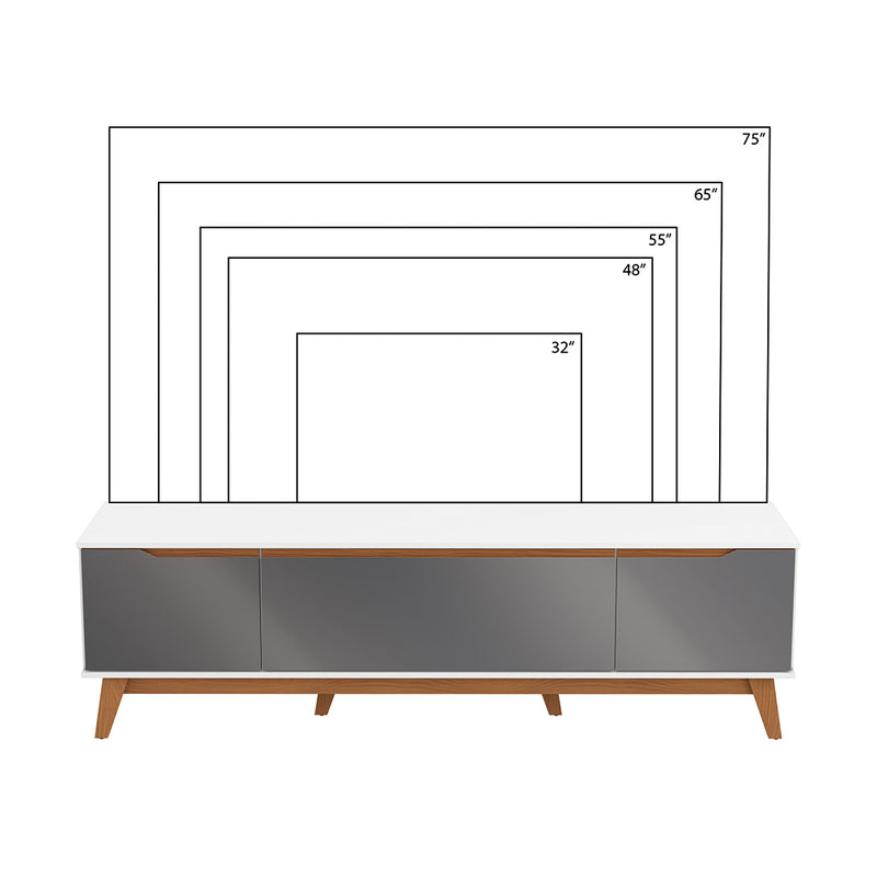 Mueble TV 75" Kappesberg 180cm con 3 Puertas Blanco/Gris
