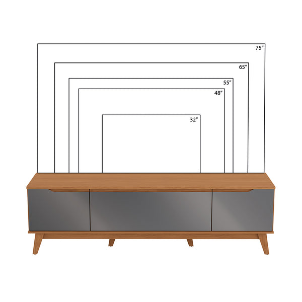 Mueble TV 75" Kappesberg 180cm con 3 Puertas Canela/Gris