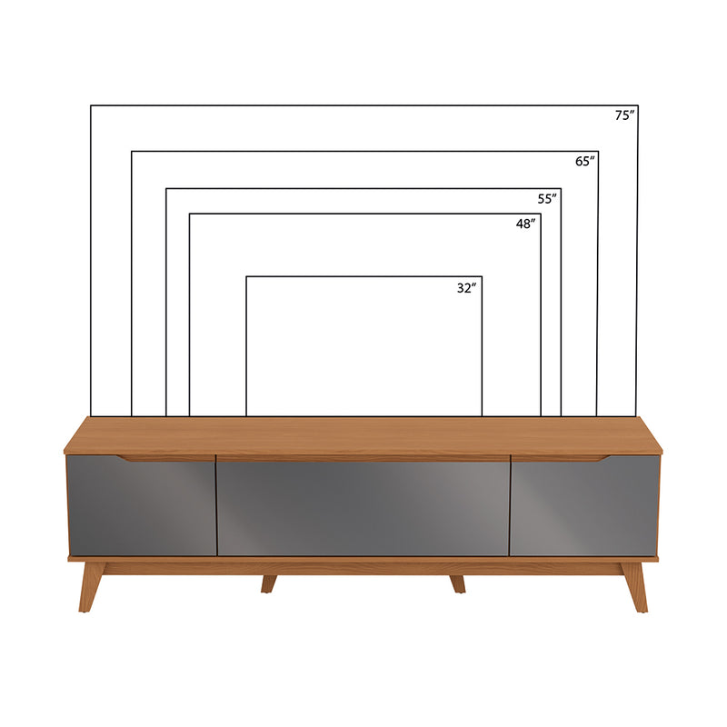 Mueble TV 75" Kappesberg 180cm con 3 Puertas Canela/Gris