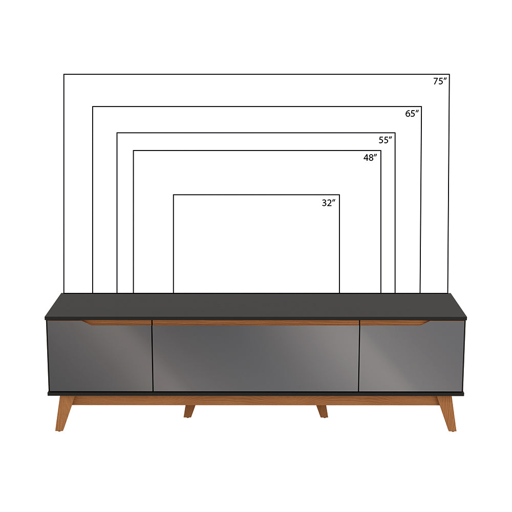 Mueble TV 75" Kappesberg 180cm con 3 Puertas Negro/Gris