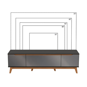 Mueble TV 75" Kappesberg 180cm con 3 Puertas Negro/Gris