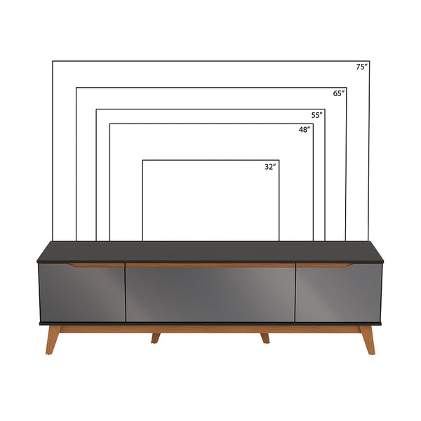 Mueble TV 75" Kappesberg 180cm con 3 Puertas Negro/Gris