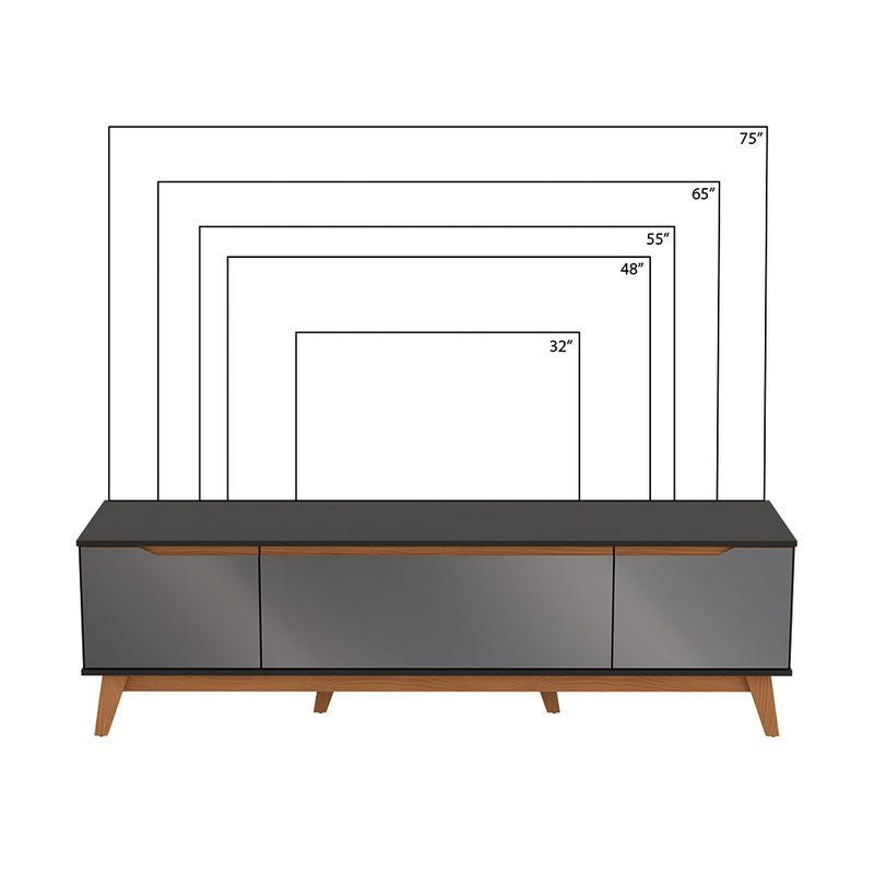 Mueble TV 75" Kappesberg 180cm con 3 Puertas Negro/Gris