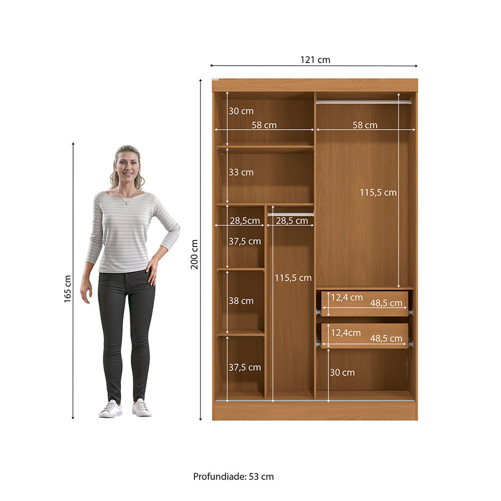 Closet Ropero Kappesberg 2 Puertas 121x200 Canela