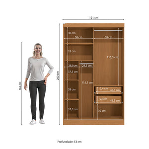 Closet Ropero Kappesberg 2 Puertas 121x200 Canela