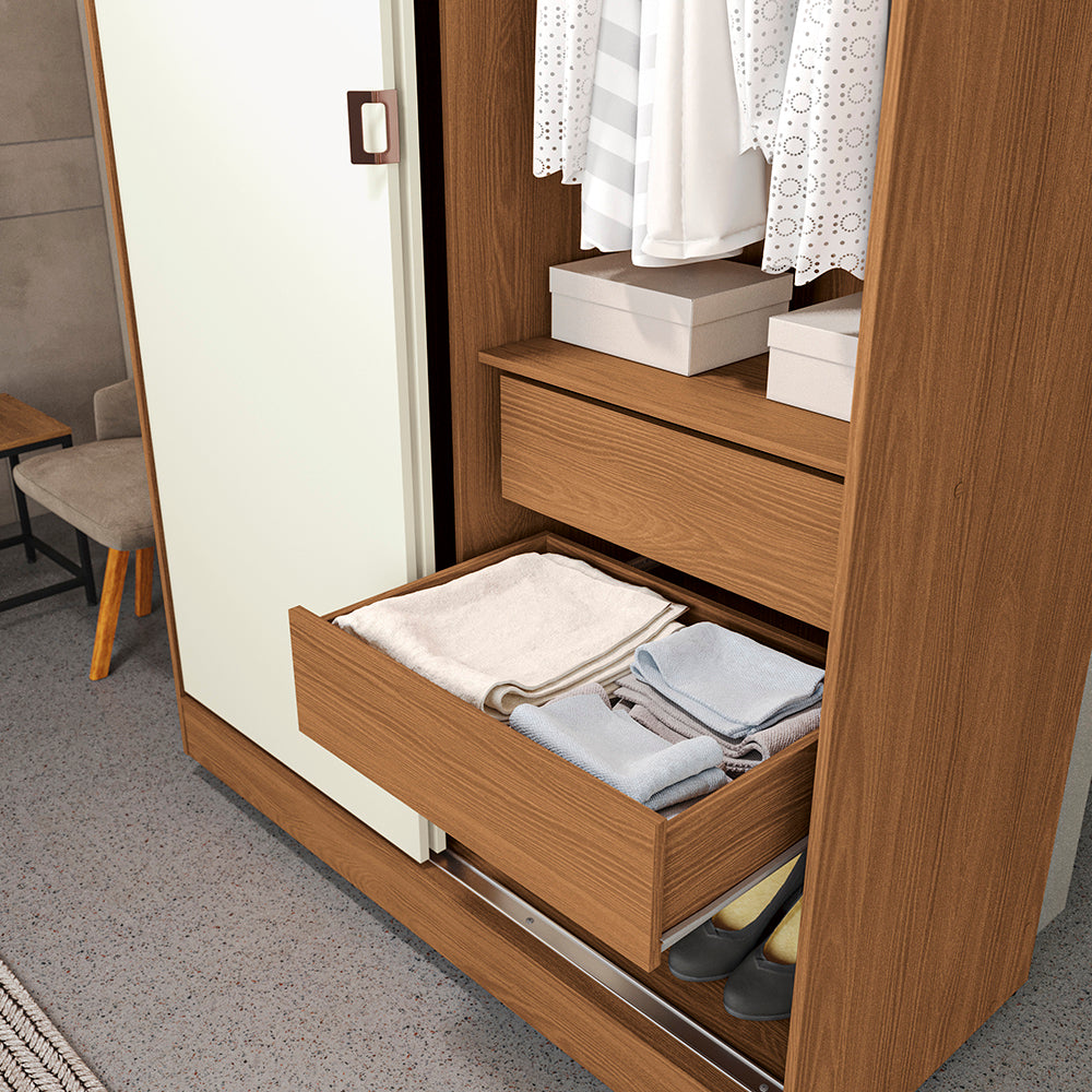 Closet Ropero Kappesberg 2 Puertas 121x200 Canela/Blanco