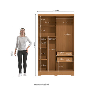 Closet Ropero Kappesberg 2 Puertas 121x200 Canela/Negro