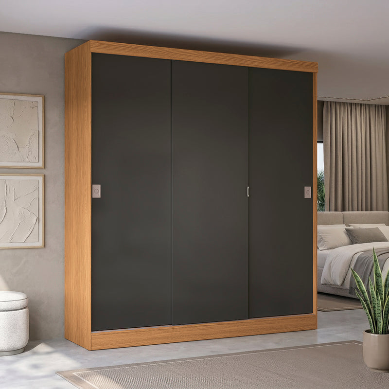 Closet Ropero Kappesberg 3 Puertas 180x200 Canela/Negro