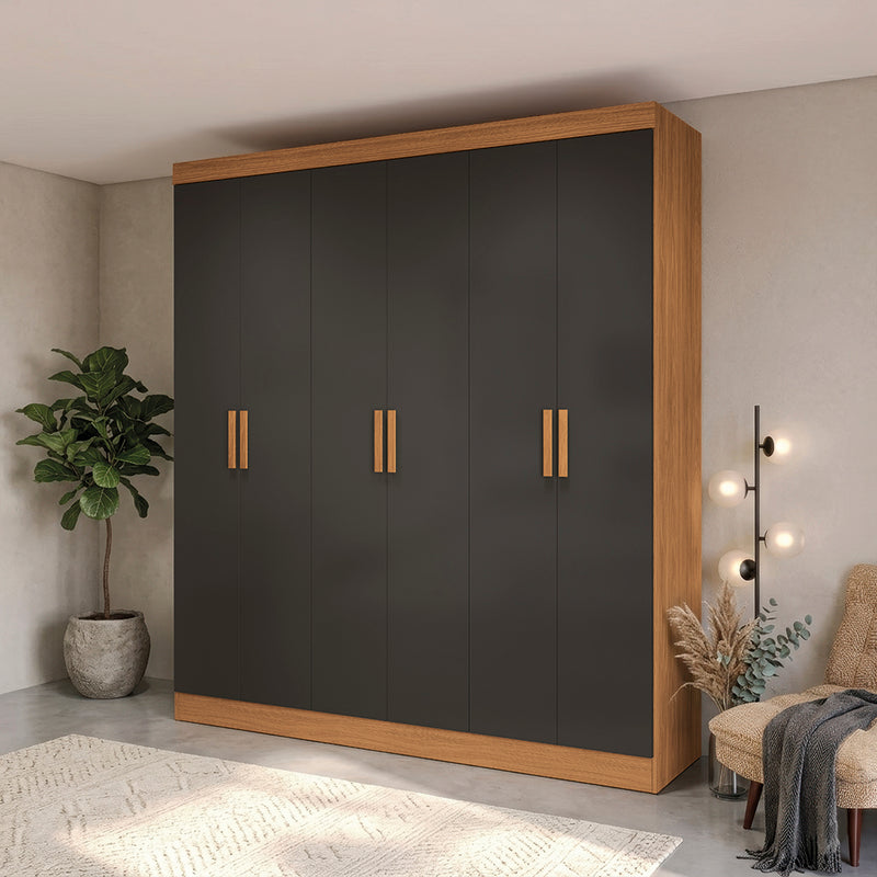Closet Ropero Kappesberg 6 Puertas 180x200 Canela/Negro