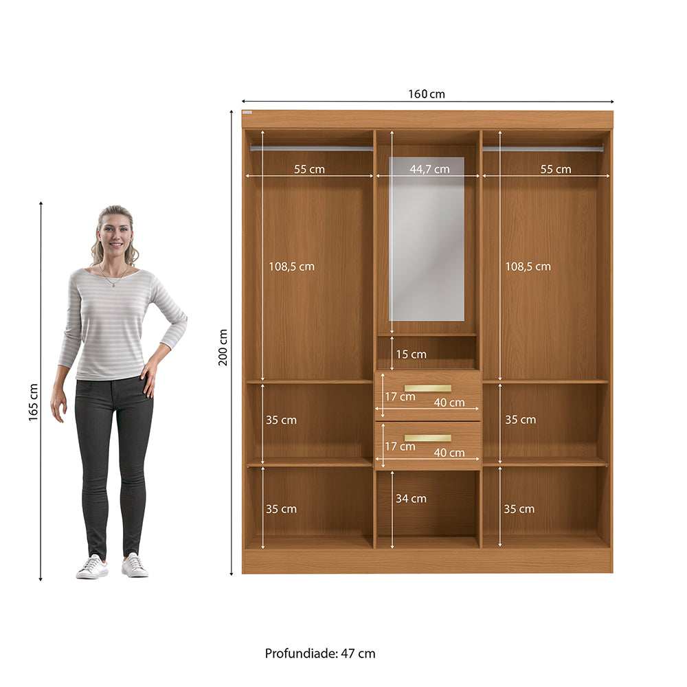 Closet Ropero Kappesberg 4 Puertas 160x200 Canela