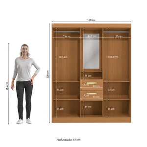 Closet Ropero Kappesberg 4 Puertas 160x200 Canela
