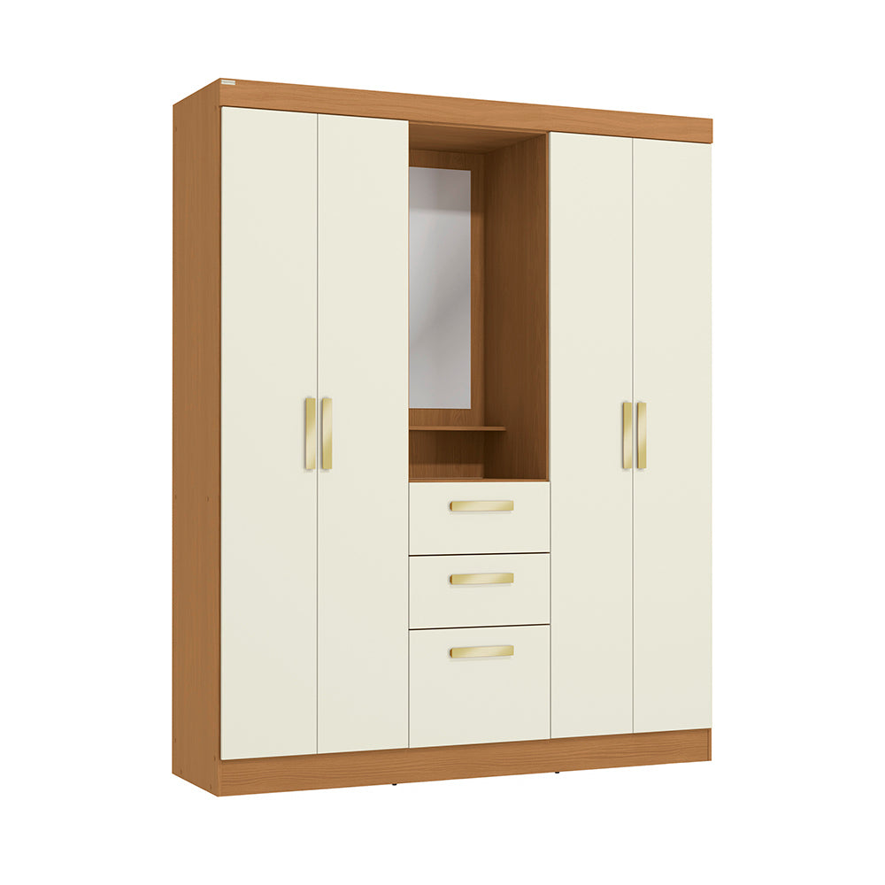 Closet Ropero Kappesberg 4 Puertas 160x200 Canela/Blanco