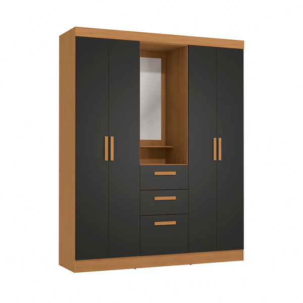 Closet Ropero Kappesberg 4 Puertas 160x200 Canela/Negro