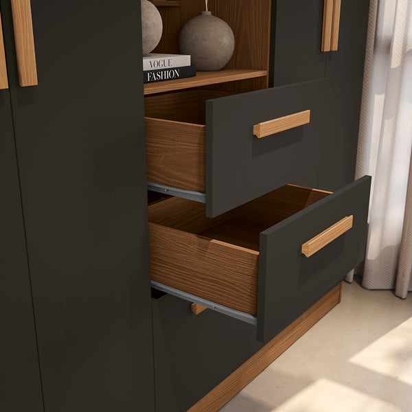 Closet Ropero Kappesberg 4 Puertas 160x200 Canela/Negro