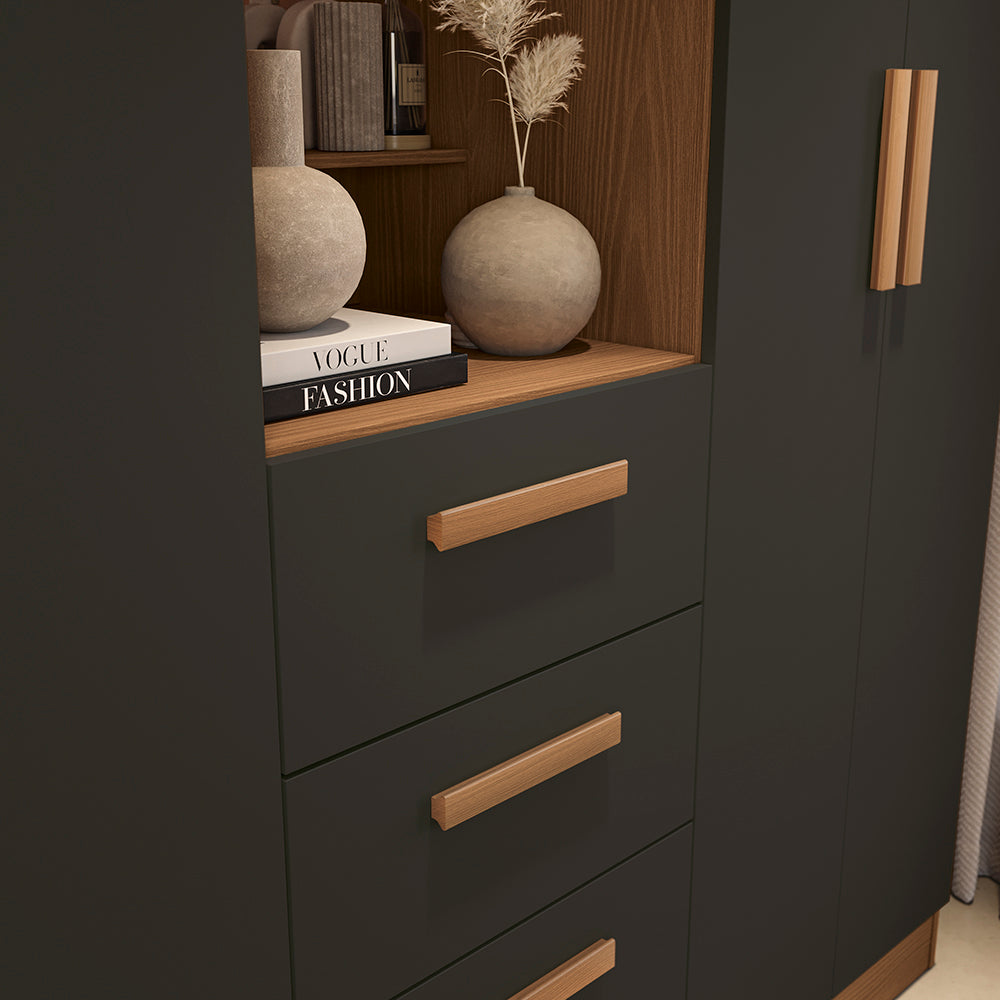 Closet Ropero Kappesberg 4 Puertas 160x200 Canela/Negro