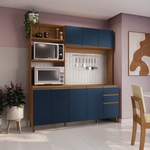 Cocina Integral Kappesberg 192.5cm Canela/Azul Sin Tarja