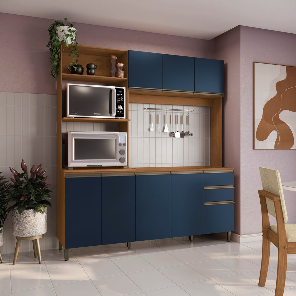 Cocina Integral Kappesberg 192.5cm Canela/Azul Sin Tarja