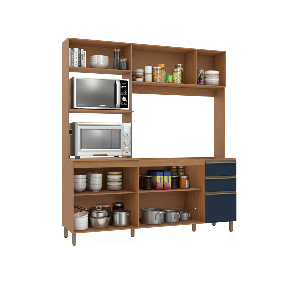 Cocina Integral Kappesberg 192.5cm Canela/Azul Sin Tarja