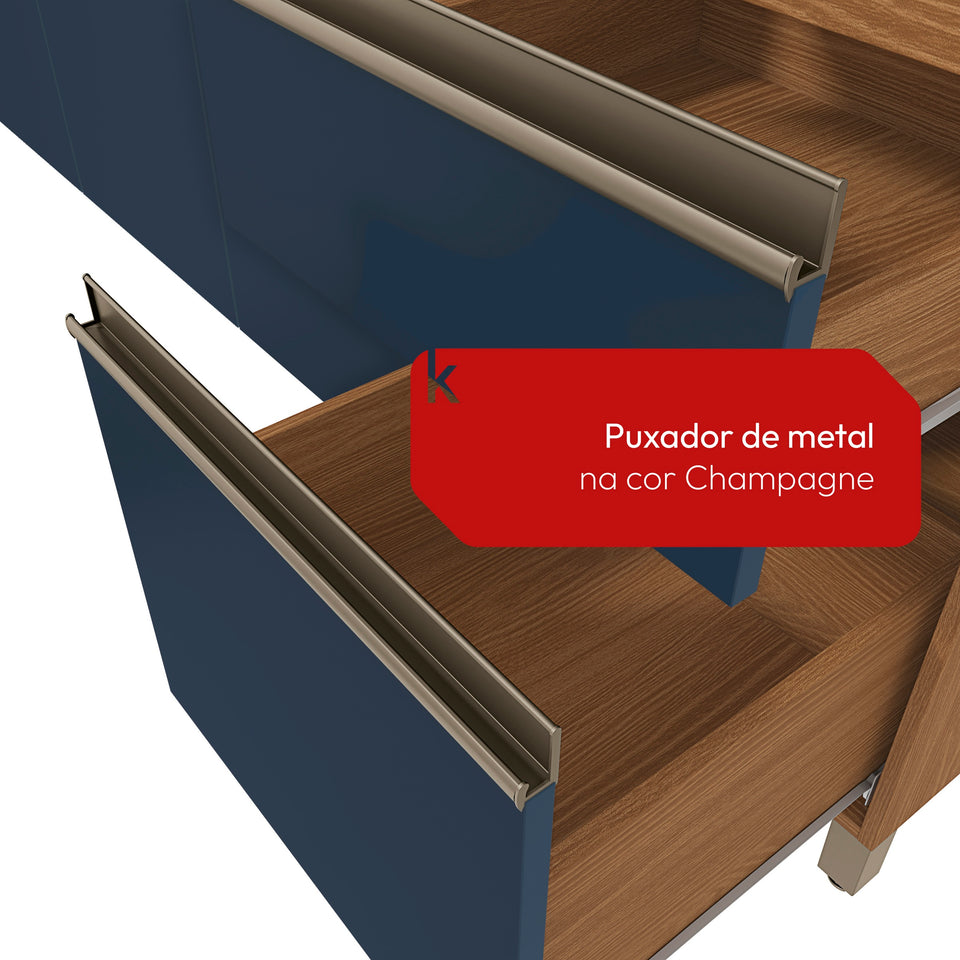 Cocina Integral Kappesberg 192.5cm Canela/Azul Sin Tarja